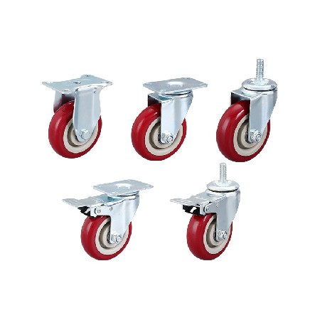 Wholesale of medium-sized double axis PVC casters by manufacturers with multiple specifications, medium directional universal screw, flat plate with brake casters