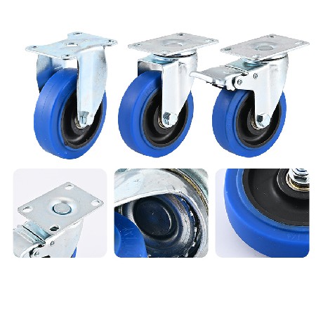 TPR medium-sized universal caster wholesale 2.5-inch 3-inch 4/5-inch handcart plug-in rod with brake universal directional wheel