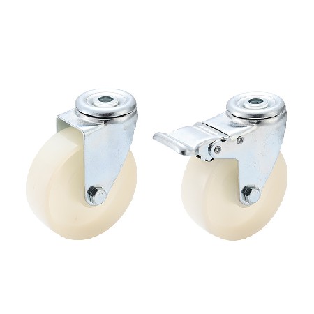 Nylon hole top universal casters 3-inch, 4-inch, 5-inch white universal casters without brakes, front brakes, medium-sized industrial wheels wholesale