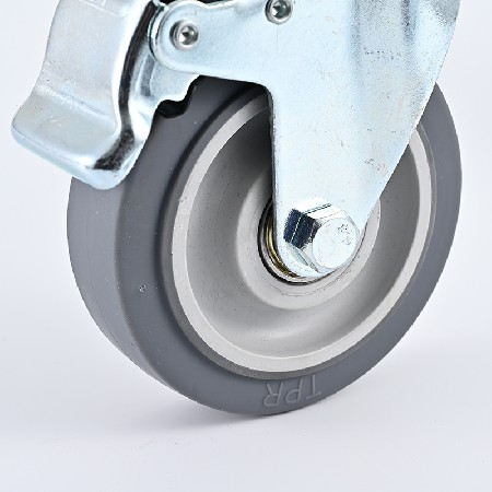 Gray medium-sized TPR universal casters 2.5/3/4/5 inch directional casters industrial trailer flatbed with brake wheels