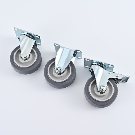 Gray medium-sized TPR universal casters 2.5/3/4/5 inch directional casters industrial trailer flatbed with brake wheels
