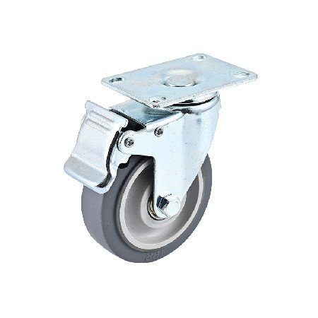 Gray medium-sized TPR universal casters 2.5/3/4/5 inch directional casters industrial trailer flatbed with brake wheels