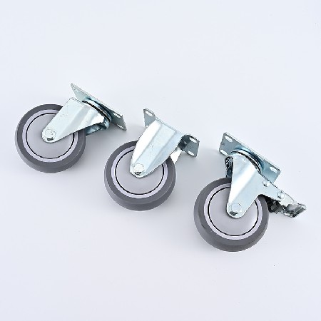 TPR medium-sized universal casters 2.5/3/4/5 inch flat with brake casters industrial trailer directional wheels wholesale
