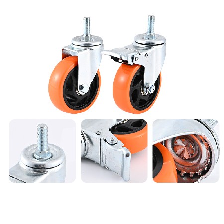 Medium sized universal brake wheels, 2.5-inch 3-inch 4-inch 5-inch handcart, plug-in pole universal directional wheels, PVC/PP