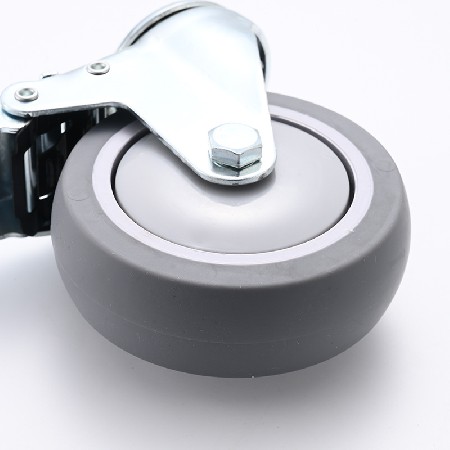 TPR hole top universal casters 3-inch, 4-inch, 5-inch gray universal casters without brakes, front brakes, medium-sized industrial wheels wholesale