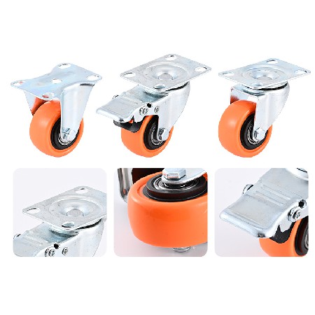 PVC diamond casters 1.5-5 inches light medium multi size flat plate plug-in rod universal directional wheels with brakes PP