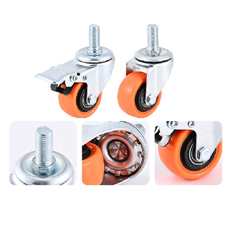 PVC diamond casters 1.5-5 inches light medium multi size flat plate plug-in rod universal directional wheels with brakes PP