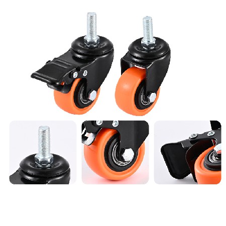 PVC gold diamond casters 1.5-5 inch flat plug-in rod universal directional wheels with brake black base PP/PU wheels
