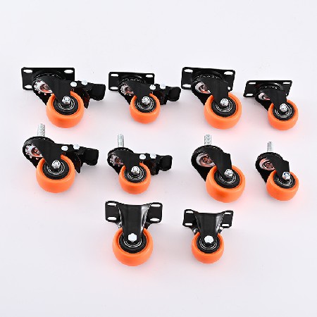 PVC gold diamond casters 1.5-5 inch flat plug-in rod universal directional wheels with brake black base PP/PU wheels