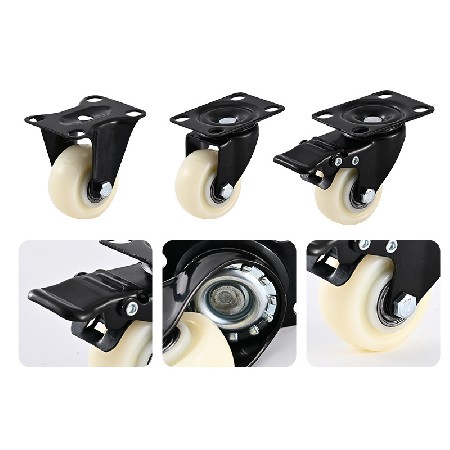 PP Golden Diamond Caster 1.5-5 inch Multi Dimensional Flat Insert Rod Universal Directional with Brake Wheel Black Base