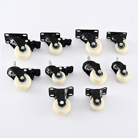 PP Golden Diamond Caster 1.5-5 inch Multi Dimensional Flat Insert Rod Universal Directional with Brake Wheel Black Base